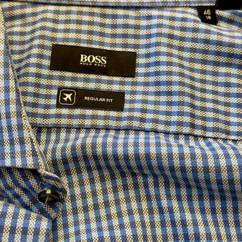 Hugo Boss Blue and White Checkered Dress Shirt - Picture 2 of 3